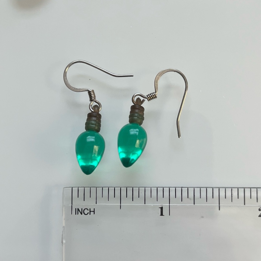 Green Holiday Light Bulb Earrings
